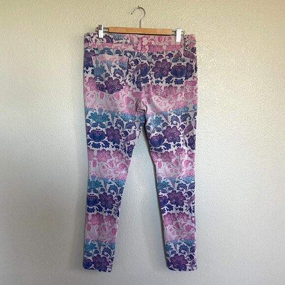 Mossimo Premium Denim Ombre Floral Leaf Bird Damask Skinny Jeans Size 10 - Picture 2 of 7